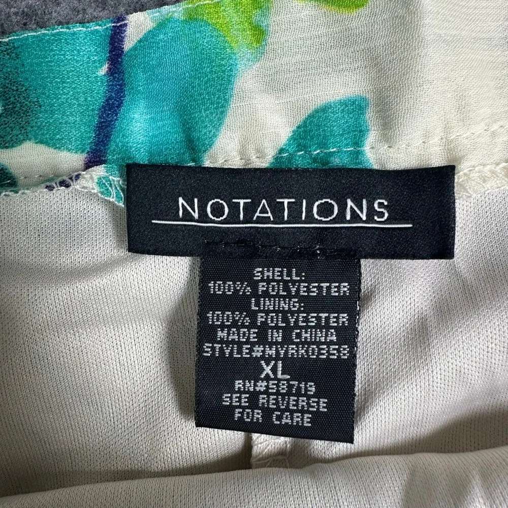 Notations Womens XL‎ Floral Chiffon Midi Skirt Teal Green Marez MYRK0358 NWT